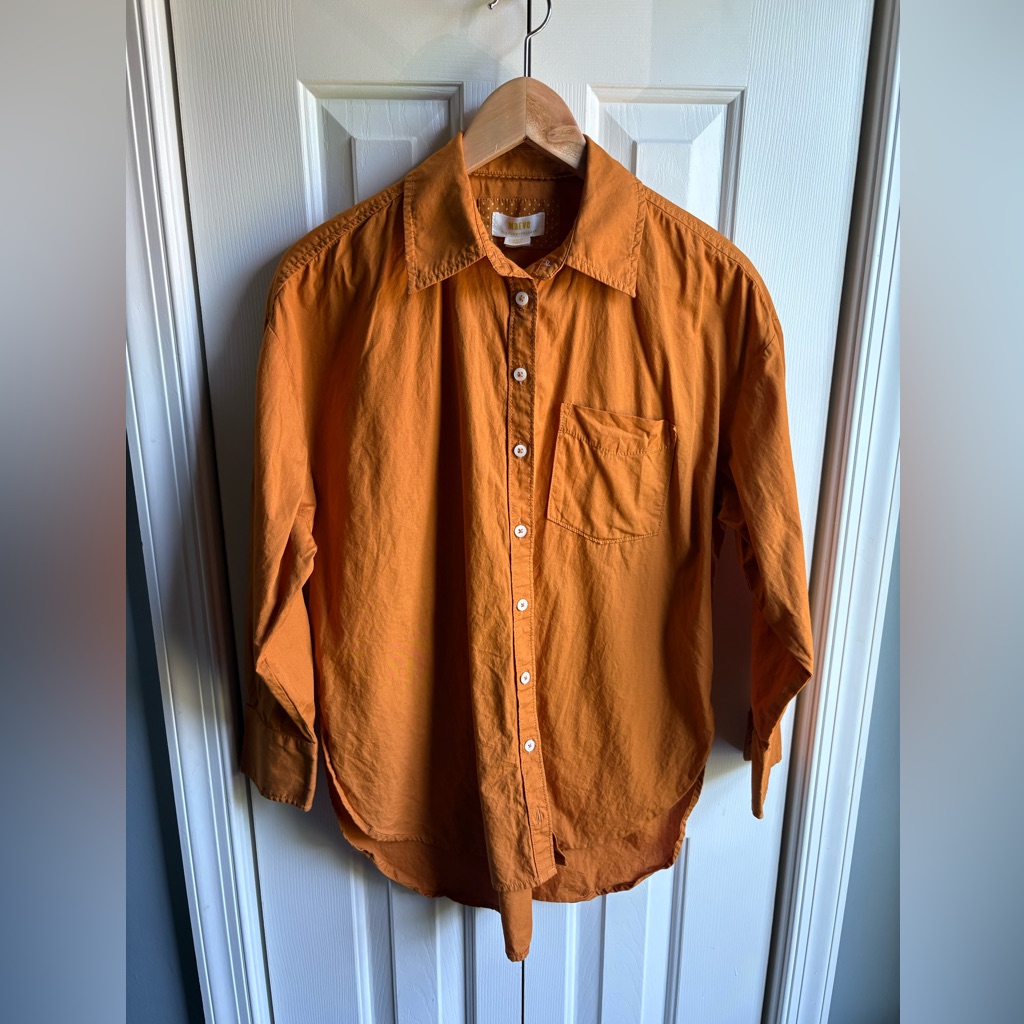 Maeve By Anthropologie The Bennett Long Sleeve Button Down Shirt Orange Size Xs
